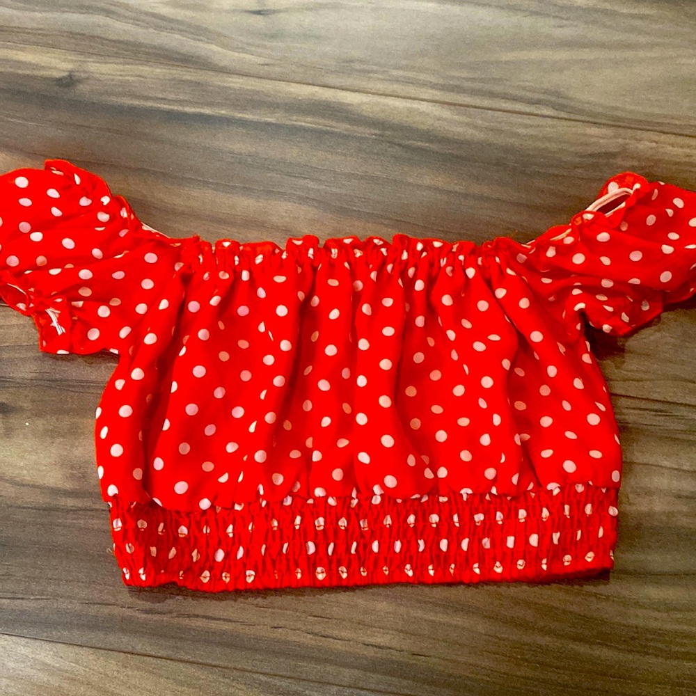 Orange Polka Dot Crop Top